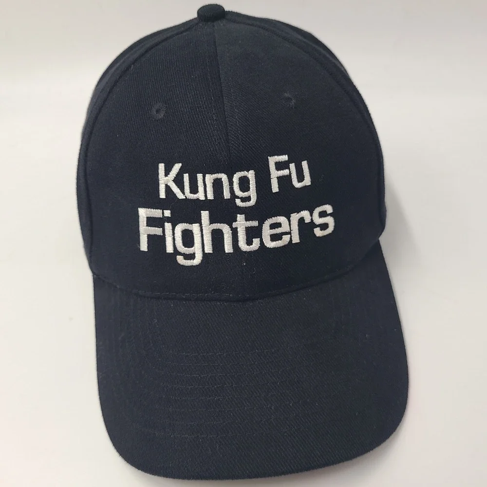 Vintage Kung Fu Fighters Hat Snapback Black White Martial Arts Casual Cotton Men